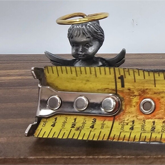 Vtg Genuine Fine Pewter Angel Of The Month Birthstone March Mini Trinket 1.5" - Picture 9 of 9
